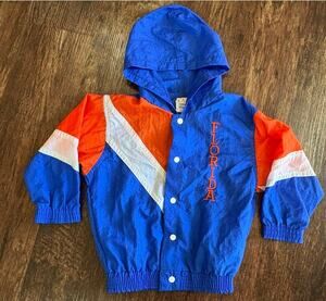 Vintage Little King Florida Gators Jacket Size 3 Blue Orange Hooded Windbreaker